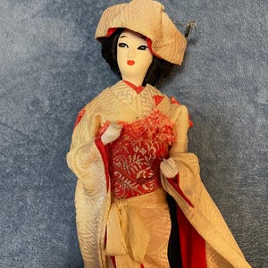 Nishi Doll, Maiko, Japanese Kyoto Geisha Red Bride Dress, Antique, Japan Gift, Collectors
