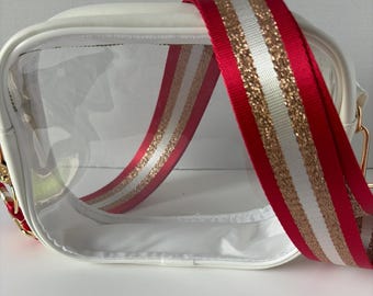 Clear Stadium Bag Crossbody | Game Day Concert Festival Clear Purse | Stadium Approved Clear Vinyl Security Bag | Cute Outfit Bag for Women