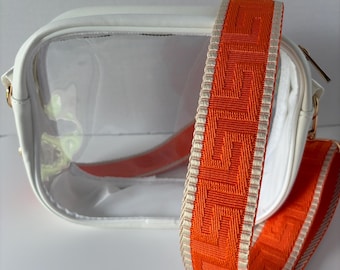 Clear Stadium Bag Crossbody | Game Day Concert Festival Clear Purse | Stadium Approved Clear Vinyl Security Bag | Cute Outfit Bag for Women