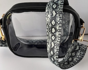 Clear Stadium Bag Crossbody | Game Day Concert Festival Clear Purse | Stadium Approved Clear Vinyl Security Bag | Cute Outfit Bag for Women