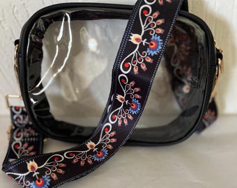 Clear Stadium Bag Crossbody | Game Day Concert Festival Clear Purse | Stadium Approved Clear Vinyl Security Bag | Cute Outfit Bag for Women