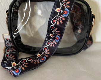 Clear Stadium Bag Crossbody | Game Day Concert Festival Clear Purse | Stadium Approved Clear Vinyl Security Bag | Cute Outfit Bag for Women