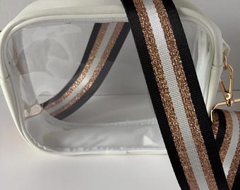 Clear Stadium Bag Crossbody | Game Day Concert Festival Clear Purse | Stadium Approved Clear Vinyl Security Bag | Cute Outfit Bag for Women
