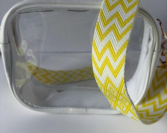 Clear Stadium Bag Crossbody | Game Day Concert Festival Clear Purse | Stadium Approved Clear Vinyl Security Bag | Cute Outfit Bag for Women