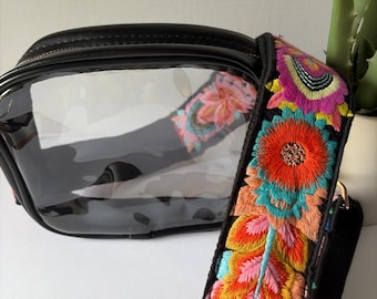 Clear Stadium Bag Crossbody | Game Day Concert Festival Clear Purse | Stadium Approved Clear Vinyl Security Bag | Cute Outfit Bag for Women