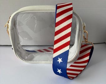 Clear Stadium Bag Crossbody | Game Day Concert Festival Clear Purse | Stadium Approved Clear Vinyl Security Bag | Cute Outfit Bag for Women
