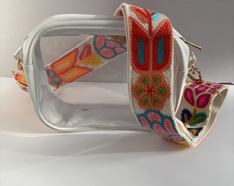 Clear Stadium Bag Crossbody | Game Day Concert Festival Clear Purse | Stadium Approved Clear Vinyl Security Bag | Cute Outfit Bag for Women