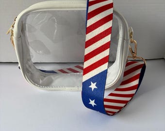 Clear Stadium Bag Crossbody | Game Day Concert Festival Clear Purse | Stadium Approved Clear Vinyl Security Bag | Cute Outfit Bag for Women