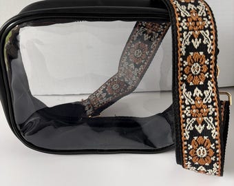 Clear Stadium Bag Crossbody | Game Day Concert Festival Clear Purse | Stadium Approved Clear Vinyl Security Bag | Cute Outfit Bag for Women