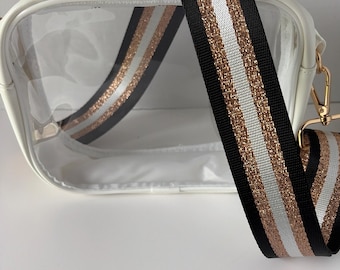 Clear Stadium Bag Crossbody | Game Day Concert Festival Clear Purse | Stadium Approved Clear Vinyl Security Bag | Cute Outfit Bag for Women