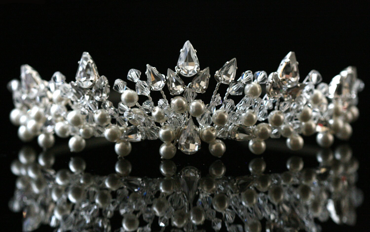 Bridal Tiara made with Swarovski Crystal Beads Rhinestones Etsy