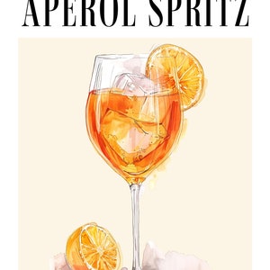 Aperol Spritz Art Print, bar muur decor cocktailposter, trendy muur, minimalistische elegante retro, afdrukbare kunst, digitale download