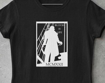 Nosferatu 1922 Womens Vintage Horror Film Tee, Gothic Vampire Shirt, Dark Academia Top, Halloween Goth Gift, Silent Film Fitted T-Shirt