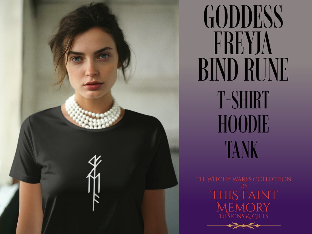 Freyja Shirt, Freyja Bind Rune Tee, Bind Rune Tshirt, Norse Mythology ...