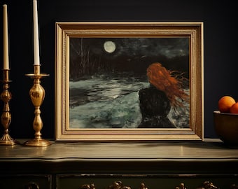 Moody Winter Night Print, Gothmas Cabin Wall Art, Dark Winter Landscape, Unframed or Framed
