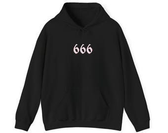 666 Goth Witchy Hoodie, Occult Black Sweatshirt, Dark Magic Pullover, Satanic Clothing, Witchcraft Outerwear