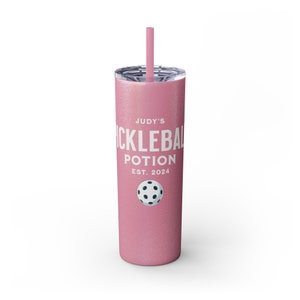 Customizable Pickleball Potion Skinny Tumbler with Straw, 20oz, Perfect Gift for Mom, Dad, Grandparents, You Choose ANY name and year!