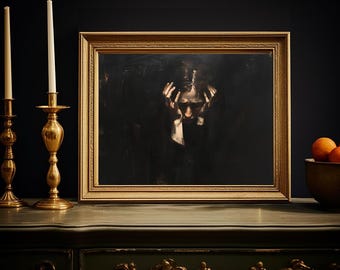 Trauer Portrait | Dark Academia Moody Kunstdruck, gerahmte Frauenkunst