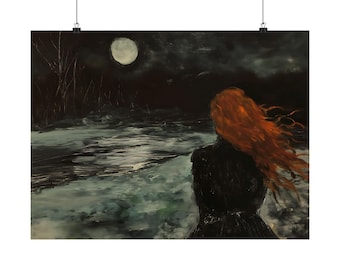 Winter Moody Poster Print, Dark Cold Season Wall Art, Gothic Snowscape Decor, Dark Academia Yule Print, Witchy Winter Art