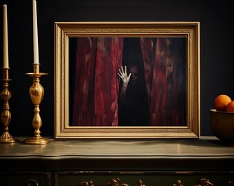 Dark Academia Framed Wall Art, The Haunting Gothic Moody Print, Vintage Oil Portrait, Whimsigoth Home Decor Gift