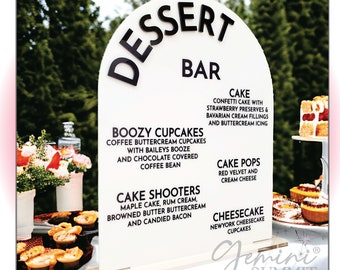 Minimalist Bar Menu, Dessert Table Sign, Custom Modern Signage, Large Custom Acrylic Sign - GSBM10