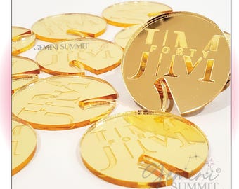 Custom Engraved Drink Tags, Gold Mirror Drink Charm, Personalized place cards for parties, Place settings  and seating charts GSDT-02