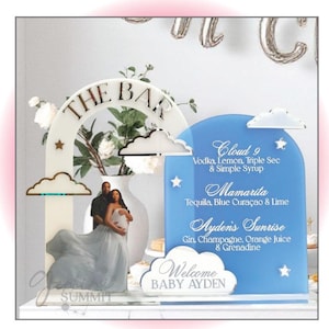 Custom Photo Bar Sign, Signature Drinks, Picture Cocktail Menu, Cloud 9 Picture Bar Menu, Custom Acrylic Bar Signage - GSBM35