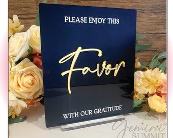 Favor Table Sign, 3D Acrylic Wedding Sign, Wedding Tabletop Sign, Event Signage, Gift Table Sign - Modern Minimalist