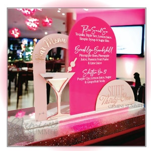 Wedding Bar Sign, Signature Drinks, Cocktail Menu, Martini Glass Bar Sign, Custom Acrylic Bar Signage - GSBM01