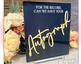 Autograph Guestbook Table Sign, 3D Acrylic Wedding Sign, Wedding Table Sign, Event Signage, Gift Table Sign - Modern Minimalist