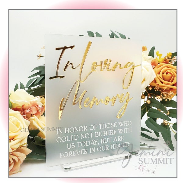 In Loving Memory Sign, 3D Acrylic Wedding Tabletop Sign, Event Signage, Gift Table Sign - Modern Minimalist