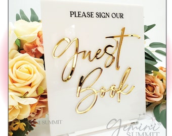 Guestbook Table Sign, 3D Acrylic Wedding Sign, Wedding Tabletop Sign, Event Signage, Gift Table Sign - Modern Minimalist