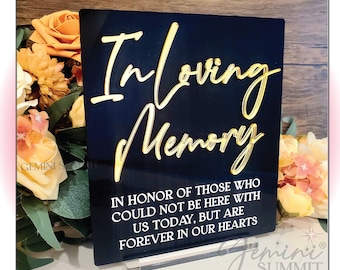 In Loving Memory Sign, 3D Acrylic Wedding Tabletop Sign, Event Signage, Gift Table Sign - Modern Minimalist