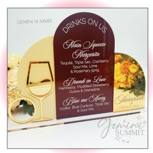 Wedding Bar Menu, Champagne Bar Sign, Diamond Ring Party Decor, Custom Cocktails and Drink Sign, His and Hers Party Signage - GSBM17