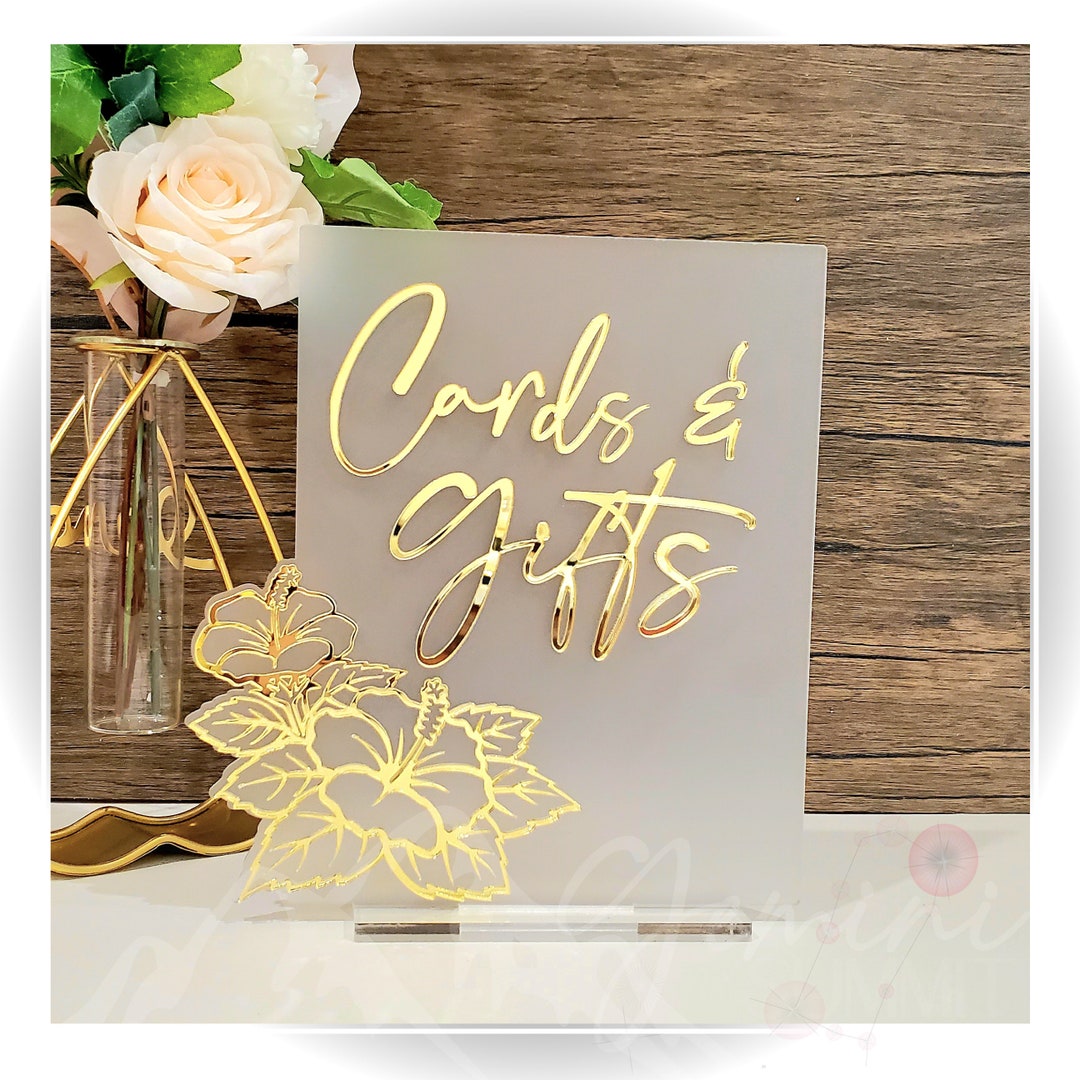 Cards & Gifts Floral Table Sign, 3D Acrylic Wedding Sign, Wedding ...