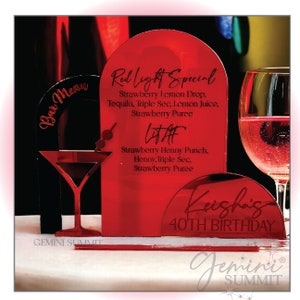 Wedding Bar Sign, Signature Drink Display, Cocktail Menu, Martini Bar Sign, Custom Acrylic Bar Signage - GSBM01