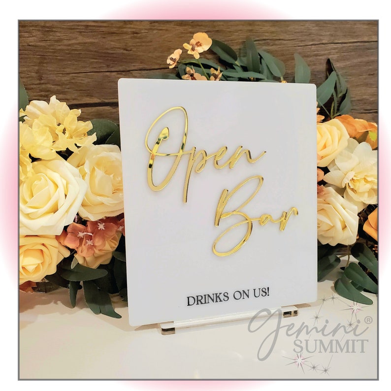 Open Bar Table Sign, Drinks Wedding Sign, Party Tabletop Sign, Event ...