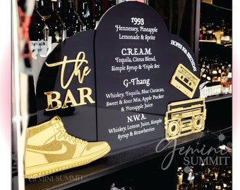 Bar Menu, Boombox Bar Sign, 90's Party Decor, 80's Drink Sign, Custom Cocktails & Drink Signage - GSBM05