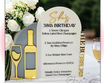 Wedding Bar Sign, Signature Drinks, Champagne Cocktail Menu, Custom Acrylic Bar Signage - GSBM15