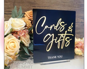 Cards & Gifts Wedding Sign, Party Decorations, Event Decor Signage, Acrylic Table Sign - Modern Minimalist