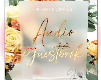 Audio Guestbook Sign, 3D Acrylic Sign, Wedding Table Sign, Event Signage - Modern Minimalist