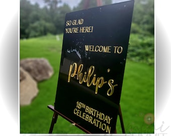 Acrylic Welcome Sign - Acrylic Wedding Sign, Custom Birthday Party Sign, Personalized Wedding Sign, Baby Shower Sign