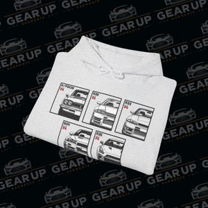 issan Skyline GTR Alle Generationen R32, R33, R34, R35 Grafik Hoodie, Geschenke für Auto Jungs, Geschenk für Papa, Mechaniker - Unisex Kapuzenpullover