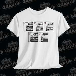 Nasvnish Skyline GTR Alle Generationen R32, R33, R34, R35 Grafik-T-Shirt, Geschenke für Autofahrer, Geschenk für Papa, Mechaniker - Unisex-T-Shirt aus schwerer Baumwolle