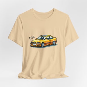 BMW E36 Pixel Art Style T-Shirt - T-Shirt für BMW Fans - M3 E36 BMW - Unisex Jersey Kurzarm Shirt
