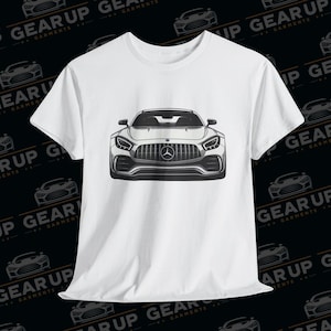 Mercedes AMG Gt T-Shirt Tee Shirt - Line Art Outline Supercar Shirt - Mercedes AMG GT - Unisex Heavy Cotton Tee