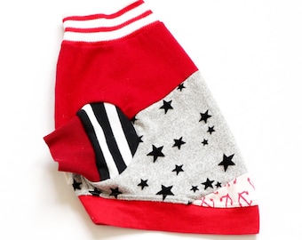 stars anchors mini medium size small CATNEYDOGNEY upcycled jersey short sleeve sweater graphic stretch