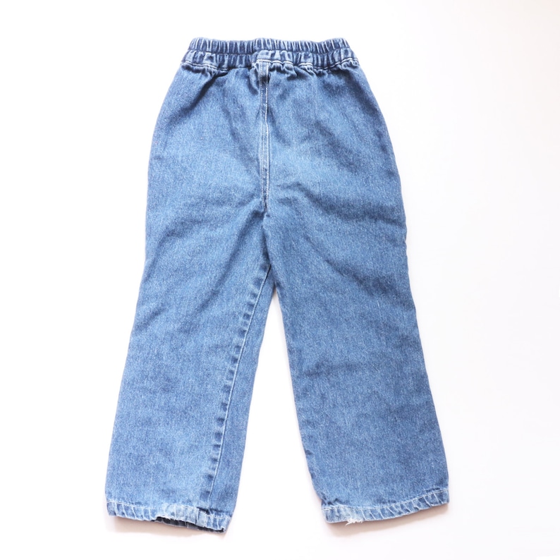 baby togs wide leg jeans 80s eighties 90s nineties style 4T retro vtg vintage pants pockets blue soft girls high rise seams trendy