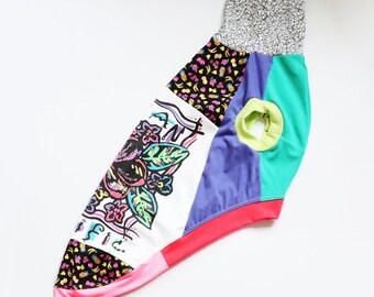 greyhound CATNEYDOGNEY by COURTNEYCOURTNEY pattern print upcycled jersey outfit top tall long tank surfer ocean pacific vintage 90s 80s neon