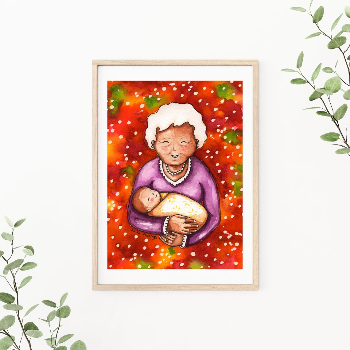 Grandmother Original Watercolor Painting 9x12 Etsy